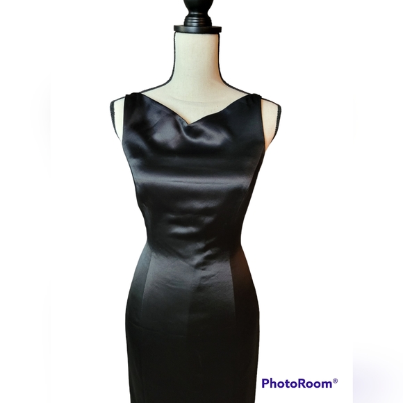 TAHARI Cowl Neck Black Dress, Size 4 - Picture 2 of 7